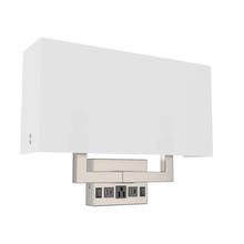 Load image into Gallery viewer, 2 - Light, Wall Sconce for Bedroom with 2 Switch, 2 USB, 2 Type C &amp; 1 Outlet, White Fabric / Acrylic Shade, Wall Mounted Lamps for Hotel, Corridor and Restaurant - LEDMyPlace
