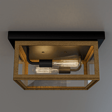 Load image into Gallery viewer, 2 - Light Wood Frame Flush Mount Ceiling Light with Black Sockets - LEDMyPlace