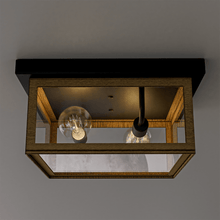 Load image into Gallery viewer, 2 - Light Wood Frame Flush Mount Ceiling Light with Black Sockets - LEDMyPlace