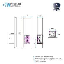 Load image into Gallery viewer, 2 - Lights, Decorative Wall Sconce with Frosted Glass Diffuser, Dimension W 5 x H 20 x E 3.5 Inch - LEDMyPlace
