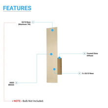 Load image into Gallery viewer, 2 - Lights, Decorative Wall Sconce with Frosted Glass Diffuser, Dimension W 5 x H 20 x E 3.5 Inch - LEDMyPlace