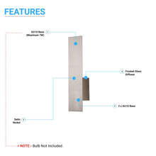 Load image into Gallery viewer, 2 - Lights, Decorative Wall Sconce with Frosted Glass Diffuser, Dimension W 5 x H 20 x E 3.5 Inch - LEDMyPlace