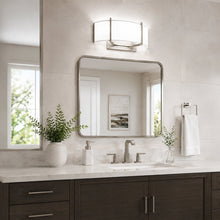 Load image into Gallery viewer, 2-Lights, Flush Mounted Wall Sconce, 120 Volt, Dimmable, Brushed Nickel / Slate Gray Fabric, Hardwired - LEDMyPlace