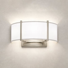 Load image into Gallery viewer, 2-Lights, Flush Mounted Wall Sconce, 120 Volt, Dimmable, Brushed Nickel / Slate Gray Fabric, Hardwired - LEDMyPlace