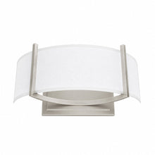Load image into Gallery viewer, 2-Lights, Flush Mounted Wall Sconce, 120 Volt, Dimmable, Brushed Nickel / Slate Gray Fabric, Hardwired - LEDMyPlace