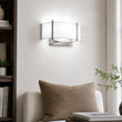 Load image into Gallery viewer, 2-Lights, Flush Mounted Wall Sconce, 120 Volt, Dimmable, Brushed Nickel / Slate Gray Fabric, Hardwired - LEDMyPlace
