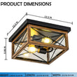Load image into Gallery viewer, 2 - Lights Indoor Outdoor Flush Mount Ceiling Lamp Farmhouse Close to Ceiling Light Fixtures with Wood Texture Finish for Kitchen Dining Room Bedroom Porch Hallway Entryway - 12.2"L x 12.2"W x 5.98"H - LEDMyPlace