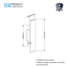 Load image into Gallery viewer, 2 - Lights, Indoor Rectangular Wall Sconce with Brushed brown Body Finish, 3000K, Dimmable - LEDMyPlace
