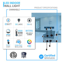 Load image into Gallery viewer, 2 - Lights, LED Wall Sconce Light 6W/Head, 3000K, 300LM/Head, Integrated LED Light Combination, 120V Dimmable, Matte Black Body Finish - LEDMyPlace