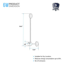 Load image into Gallery viewer, 2 - Lights, LED Wall Sconce Light 6W/Head, 3000K, 300LM/Head, Integrated LED Light Combination, 120V Dimmable, Matte Black Body Finish - LEDMyPlace