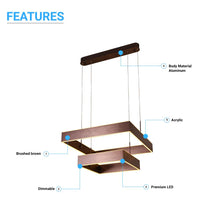 Load image into Gallery viewer, 2 - Lights, Square Chandelier Lighting in Brushed Brown Body Finish, 141W, 3000K, 8800LM, Oxidation Finish Technique, Dimmable - LEDMyPlace
