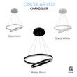 Load image into Gallery viewer, 2 - Ring, Circular LED Chandelier, 60W, 3000K, 2800LM, Dimmable, 5 Years Warranty - LEDMyPlace