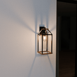 Load image into Gallery viewer, 20 - in Black and Wood Outdoor Farmhouse Wall Lantern, 1 - Light Wall Lamp Sconce, Clear Seeded Glass - LEDMyPlace