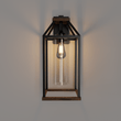 Load image into Gallery viewer, 20 - in Black and Wood Outdoor Farmhouse Wall Lantern, 1 - Light Wall Lamp Sconce, Clear Seeded Glass - LEDMyPlace