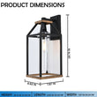 Load image into Gallery viewer, 20 - in Black and Wood Outdoor Farmhouse Wall Lantern, 1 - Light Wall Lamp Sconce, Clear Seeded Glass - 8.82"L x 7.87"W x 18.74"H - LEDMyPlace