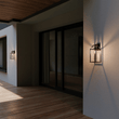 Load image into Gallery viewer, 20 - in Black and Wood Outdoor Farmhouse Wall Lantern, 1 - Light Wall Lamp Sconce, Clear Seeded Glass - LEDMyPlace