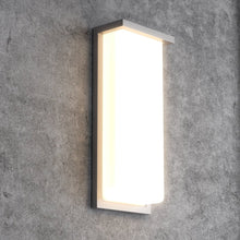 Load image into Gallery viewer, 20W Modern LED Outdoor Wall Sconce Light 5000K 600LM White Acrylic Shade, 120 - 277V Non - Dimmable, ETL Listed, Wet Location, Painted Silver Finish - LEDMyPlace