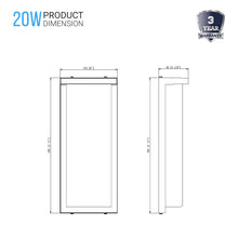 Load image into Gallery viewer, 20W Modern LED Outdoor Wall Sconce Light 5000K 600LM White Acrylic Shade, 120 - 277V Non - Dimmable, ETL Listed, Wet Location, Painted Silver Finish - LEDMyPlace