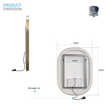 Load image into Gallery viewer, 24 in. X 36 in. LED Lighted Bathroom Mirror with Gold Frame, Touch Sensor Switch and CCT Remembrance, CRI 90+, Evo Style - LEDMyPlace
