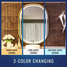 Load image into Gallery viewer, 24 in. X 36 in. LED Lighted Bathroom Mirror with Gold Frame, Touch Sensor Switch and CCT Remembrance, CRI 90+, Evo Style - LEDMyPlace