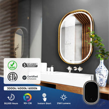 Load image into Gallery viewer, 24 in. X 36 in. LED Lighted Bathroom Mirror with Gold Frame, Touch Sensor Switch and CCT Remembrance, CRI 90+, Evo Style - LEDMyPlace