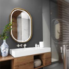 Load image into Gallery viewer, 24 in. X 36 in. LED Lighted Bathroom Mirror with Gold Frame, Touch Sensor Switch and CCT Remembrance, CRI 90+, Evo Style - LEDMyPlace