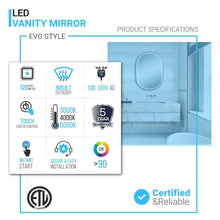 Load image into Gallery viewer, 24 in. X 36 in. LED Lighted Bathroom Mirror with Gold Frame, Touch Sensor Switch and CCT Remembrance, CRI 90+, Evo Style - LEDMyPlace