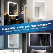 Load image into Gallery viewer, 24 in. x 36 in. LED Lighted Bathroom Vanity Mirror, On/Off Touch Switch, CRI 90+, CCT Changeable With Remembrance, Anti - Fog Mirror, Wall Mounted Makeup Vanity Mirror, Window Style - LEDMyPlace