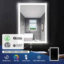 Load image into Gallery viewer, 24 in. x 36 in. LED Lighted Bathroom Vanity Mirror, On/Off Touch Switch, CRI 90+, CCT Changeable With Remembrance, Anti - Fog Mirror, Wall Mounted Makeup Vanity Mirror, Window Style - LEDMyPlace