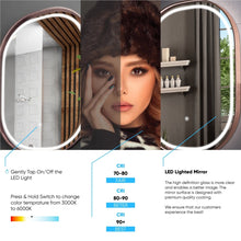 Load image into Gallery viewer, 24 in. X 36 in. LED Lighted Bathroom Vanity Mirror with Rose Gold Frame, Anti - Fog, CRI 90+, Adjustable Color Temperature &amp; Remembrance, Lighted Makeup Mirrors, Evo Style - LEDMyPlace