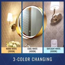 Load image into Gallery viewer, 24 Inch Round LED Lighted Bathroom Vanity Mirror with Shelf, Touch Switch, Defogger and CCT Remembrance, CRI 90+, Raven Round Style - LEDMyPlace