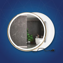 Load image into Gallery viewer, 24 Inch Round LED Lighted Bathroom Vanity Mirror with Shelf, Touch Switch, Defogger and CCT Remembrance, CRI 90+, Raven Round Style - LEDMyPlace