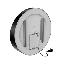 Load image into Gallery viewer, 24 Inch Round LED Lighted Bathroom Vanity Mirror with Shelf, Touch Switch, Defogger and CCT Remembrance, CRI 90+, Raven Round Style - LEDMyPlace