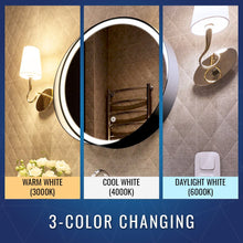 Load image into Gallery viewer, 24 Inch Round LED Lighted Bathroom Vanity Mirror with Shelf, Touch Switch, Defogger and CCT Remembrance, CRI 90+, Raven Round Style - LEDMyPlace
