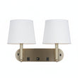 Load image into Gallery viewer, 24"W x 16"H Double Wall Lamp with White Linen Shades – Plated Brushed Nickel Finish - 2 Pack - LEDMyPlace