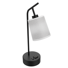 Load image into Gallery viewer, 25" Industrial Table Lamp with Fabric Shade Simplicity Reading Lamps for Bedside Table, Living Room, Study Room with Switch &amp; 1 Socket, Finish/color - black &amp; white - LEDMyPlace