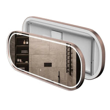 Load image into Gallery viewer, 26 in. X 63 in. LED Lighted Bathroom Vanity Mirror with Rose Gold Frame, CRI 90+, Anti - Fog Adjustable Color Temperature &amp; Remembrance, Lighted Makeup Mirrors, Realx Style - LEDMyPlace