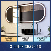 Load image into Gallery viewer, 26 in. X 63 in. LED Lighted Bathroom Vanity Mirror with Rose Gold Frame, CRI 90+, Anti - Fog Adjustable Color Temperature &amp; Remembrance, Lighted Makeup Mirrors, Realx Style - LEDMyPlace