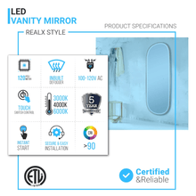 Load image into Gallery viewer, 26 in. X 63 in. LED Lighted Bathroom Vanity Mirror with Rose Gold Frame, CRI 90+, Anti - Fog Adjustable Color Temperature &amp; Remembrance, Lighted Makeup Mirrors, Realx Style - LEDMyPlace