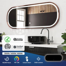 Load image into Gallery viewer, 26 in. X 63 in. LED Lighted Bathroom Vanity Mirror with Rose Gold Frame, CRI 90+, Anti - Fog Adjustable Color Temperature &amp; Remembrance, Lighted Makeup Mirrors, Realx Style - LEDMyPlace