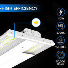 Load image into Gallery viewer, 2FT LED Linear High Bay Shop Light, 110W, 5700K, 15000LM, 120 - 277VAC, 0 - 10V Dim, UL DLC Listed, Linear Hanging Light for Warehouse Workshops - 2 Pack - LEDMyPlace