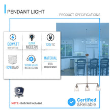Load image into Gallery viewer, 3 - Lights Bell Shape Kitchen Island Pendant Lighting, Clear Glass Shade, E26 Base, UL Listed - LEDMyPlace