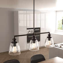 Load image into Gallery viewer, 3 - Lights Bell Shape Kitchen Island Pendant Lighting, Clear Glass Shade, E26 Base, UL Listed - LEDMyPlace