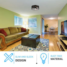Load image into Gallery viewer, 3 - Lights Cage Style Flush Mount Fixture, Drum Shape, E26 Base, UL Listed, 3 Years Warranty - LEDMyPlace