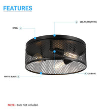 Load image into Gallery viewer, 3 - Lights Cage Style Flush Mount Fixture, Drum Shape, E26 Base, UL Listed, 3 Years Warranty - LEDMyPlace
