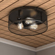 Load image into Gallery viewer, 3 - Lights Cage Style Flush Mount Fixture, Drum Shape, E26 Base, UL Listed, 3 Years Warranty - LEDMyPlace