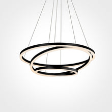 Load image into Gallery viewer, 3 - Ring LED Light Circular Chandelier, 102W, 3000K, 4335LM, Matte Black Body Finish, Dimmable, Pendant Mounting - LEDMyPlace