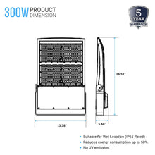 Load image into Gallery viewer, 300 watt LED Flood Light 5700K IP65 39000 Lumens Bronze, Dimmable, Floodlight for Backyard|Court|Stadium|Yard, Outdoor Waterproof Security Lights, Arena Lights - LEDMyPlace