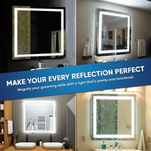 Load image into Gallery viewer, 36 in. X 36 in. LED Lighted Bathroom Vanity Mirror, Anti Fog, CRI 90+, Adjustable Color Temperature &amp; Remembrance, Makeup Mirror, Touch Button, Inner Window Style - LEDMyPlace