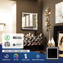 Load image into Gallery viewer, 36 in. X 36 in. LED Lighted Bathroom Vanity Mirror, Anti Fog, CRI 90+, Adjustable Color Temperature &amp; Remembrance, Makeup Mirror, Touch Button, Inner Window Style - LEDMyPlace